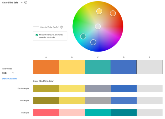 Palette accessibility test results